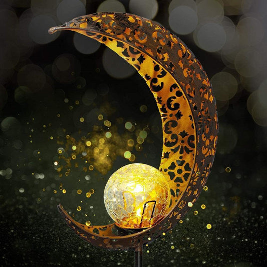 Solar wrought iron moon lawn lamp - The Quirky Essentials